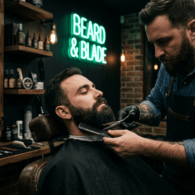 Professional beard trimming and shaping service at Chicho Barbershop